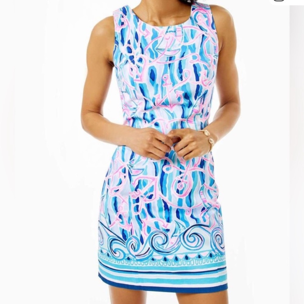 Lilly Pulitzer Mila Skim Blue Reel Nautical Dress size 6